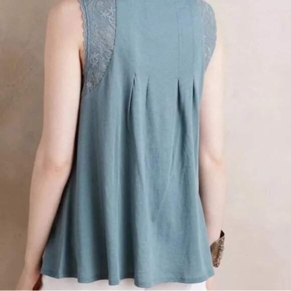 Anthropologie Meadow Rue Open Tie Neck Lace Crochet Large Muted Green - Picture 2 of 11